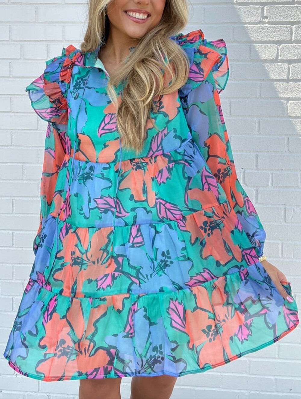 LN Peach Love Floral Ruffle Tiered Dress✨️ - Picture 4 of 4